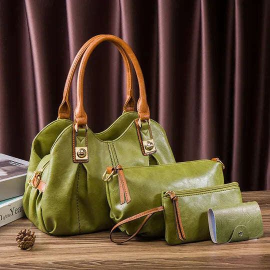 Conjunto de bolso de cuero de varias piezas hecho a mano