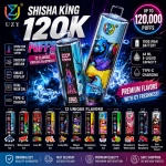 UZY Shisha Hookah King 120K DTL Vape 120000 Puffs Rechargeable Device with LED Display and Multiple Flavors