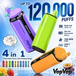 VOPVOP Quads 120K 4-in-1 Vape With 120,000 Puffs, Rechargeable Battery, LED Display And 4 Flavors In One Device