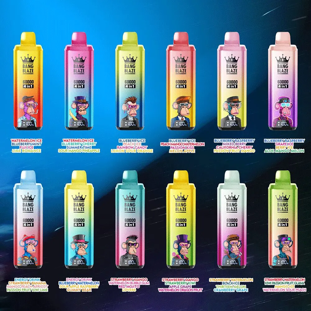 Bang Blaze 60000 60k Puffs 4 In 1 Flavors Newest Original Rechargeable Lcd Display Disposable Vape
