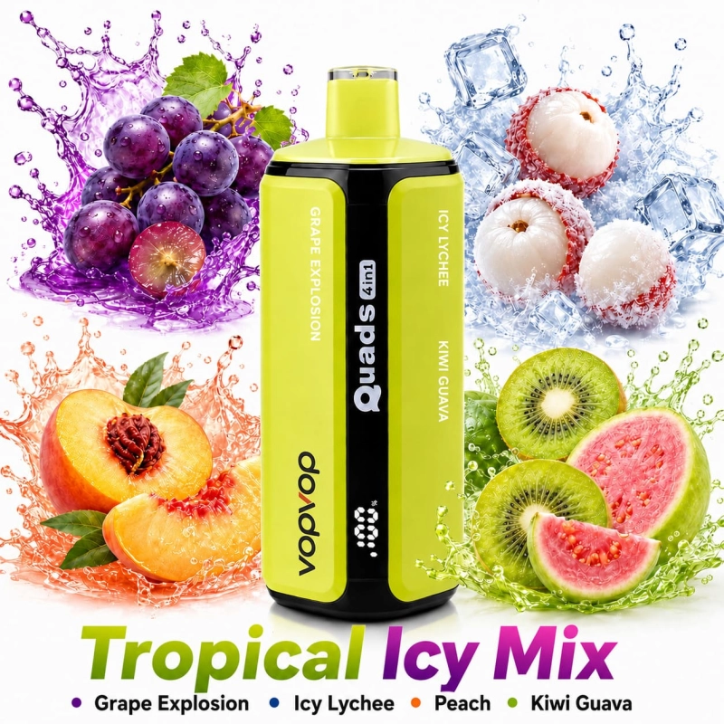 VOPVOP Quads 120K 4-in-1 Vape – Grape Burst, Lychee Ice, Peach Berry And Kiwi Passion Fruit Guava