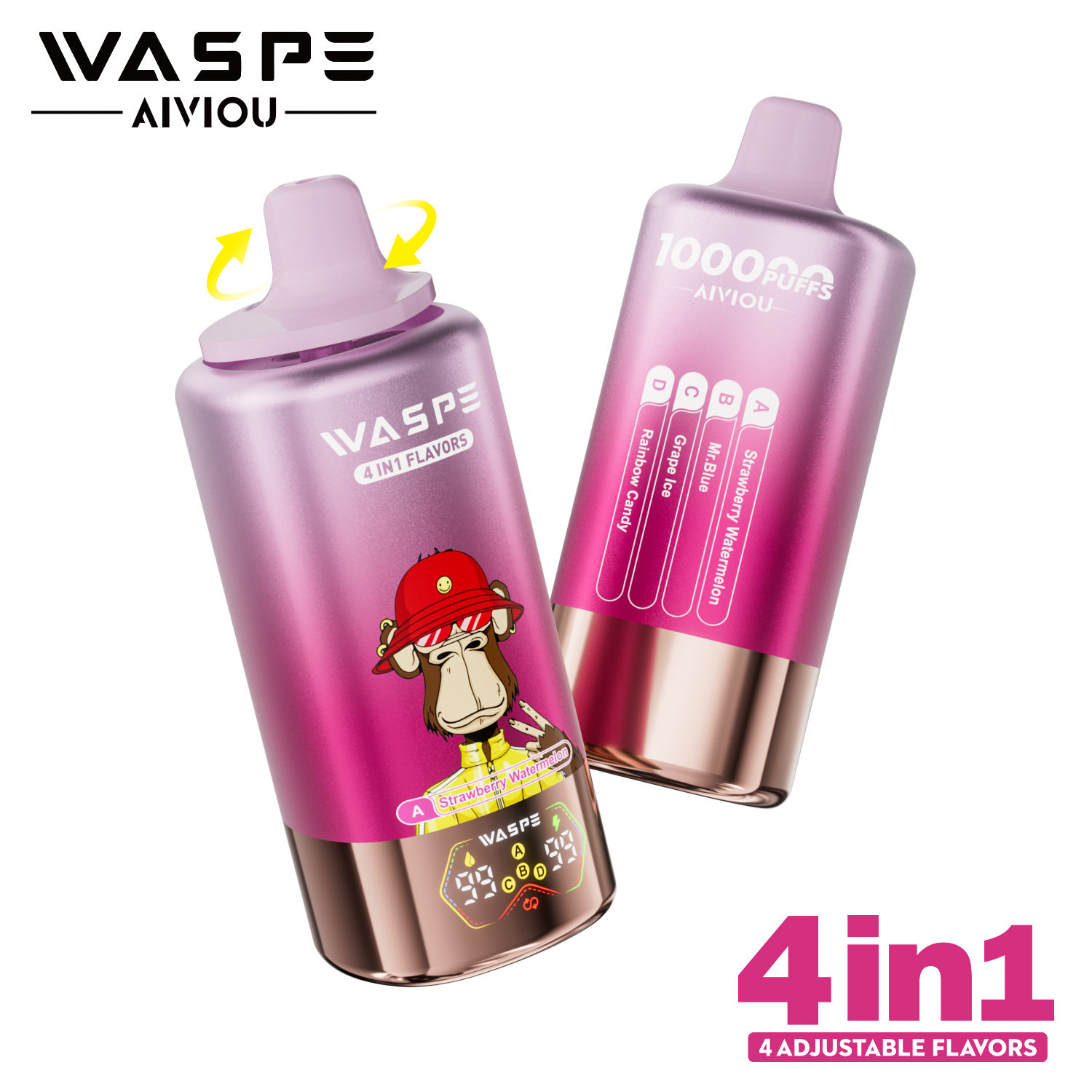 🚀 WASPE Aiviou 100 000 Puffs 4v1 Multi příchutě Vape