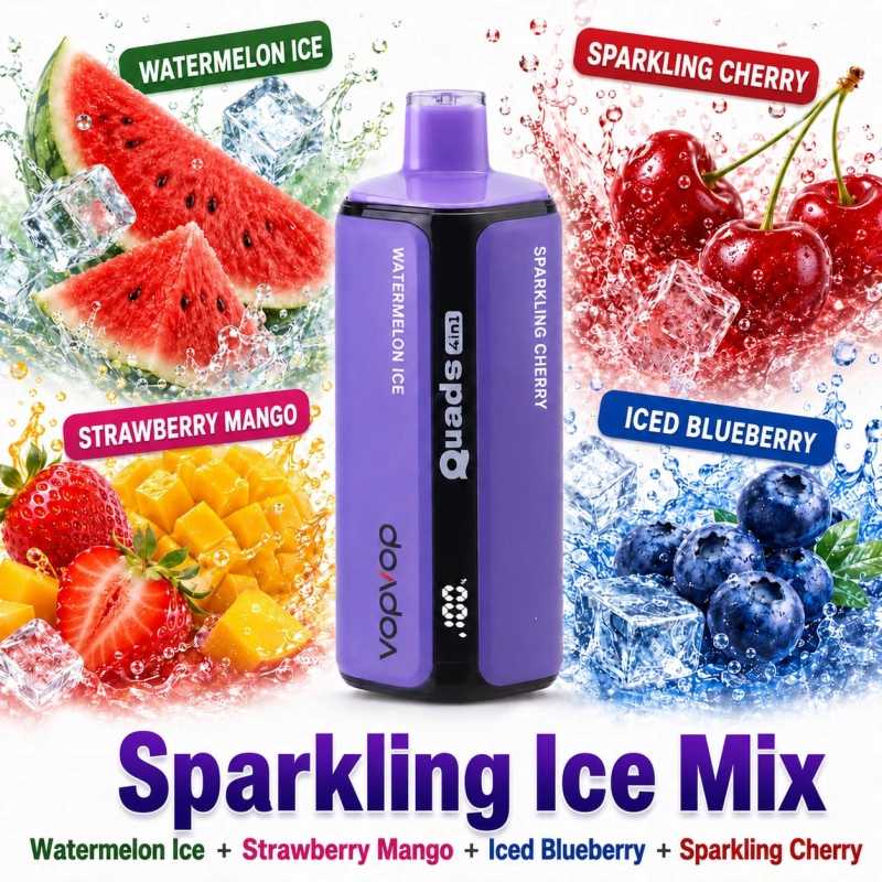 VOPVOP Quads 120K 4-in-1 Vape – Watermelon Ice, Strawberry Mango, Blueberry Ice And Fizzy Cherry