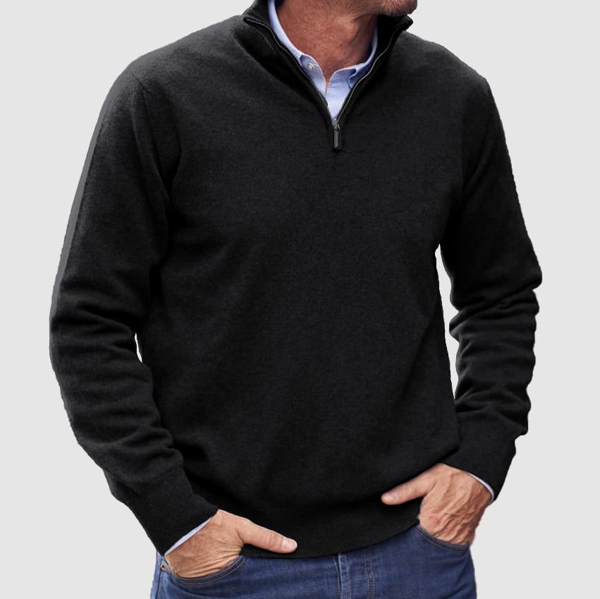 Men's Cashmere Zipper Basic Sweater handwoven
