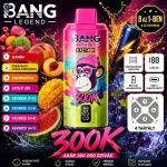 Bang Legend 8in1 300K eldobható vape mamba és őszibarack mangó görögdinnye energiaital és szőlő fagylalt ízkombináció