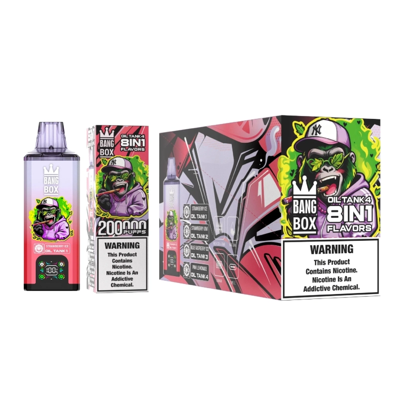 Bang Box 8 in 1 Oil Tank 4 200000 Puffs Disposable vapeGelado triplo de melão, maracujá e ananás com coco