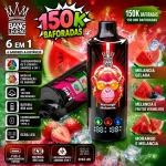 Vape descartável 150K Melancia e Frutos Vermelhos com melancia gelada, morango e frutos vermelhos, sabor intenso e fresco