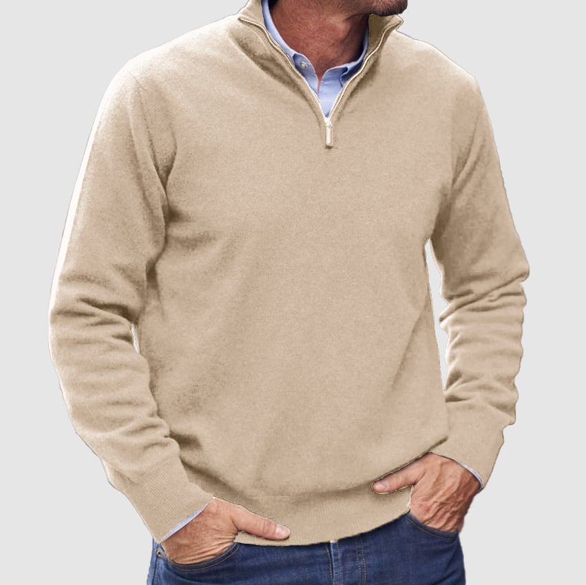 Men's Cashmere Zipper Basic Sweater handwoven