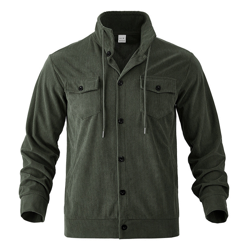 CORDUROY COLLAR JACKET RETRO MULTI POCKET WORKWEAR JACKET
