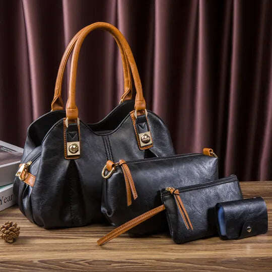 Conjunto de bolso de cuero de varias piezas hecho a mano
