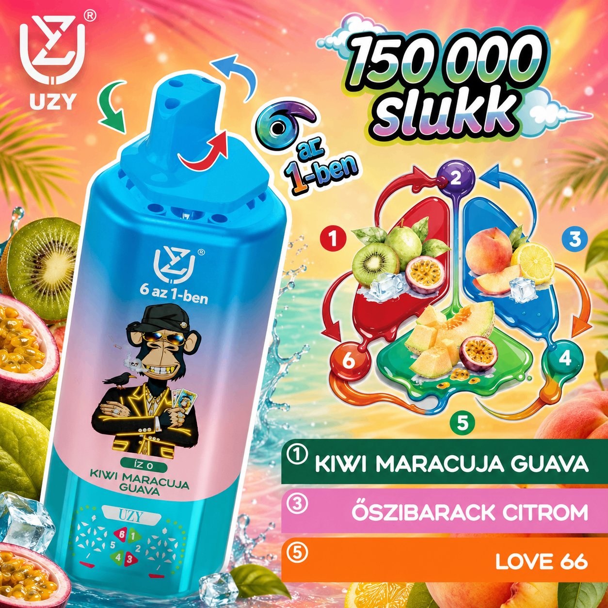 UZY 150K Szőlőfagylalt Mangó Őszibarack sorozat ízek