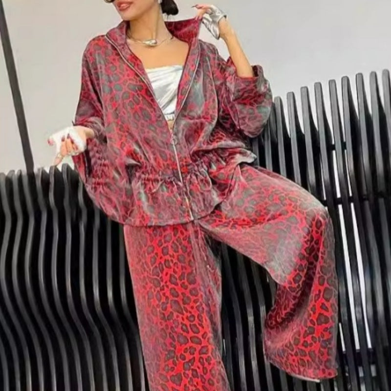 🍁Conjunto casual de duas peças para mulher com lapela e manga comprida