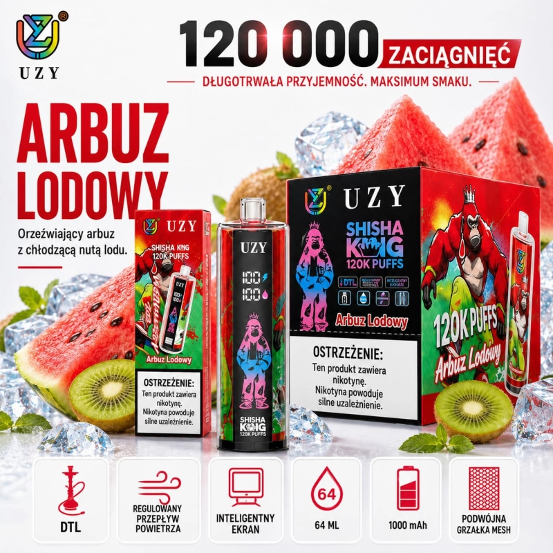 Truskawka-Arbuz UZY 120K strawberry watermelon vape ice