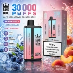 Bang Box 30000 Puffs vape descartável recarregável com dois sabores mirtilo gelado e sumo de pêssego