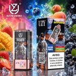 UZY Crystal 100.000 Puffs 4-em-1 vape descartável com sabores gelado de cereja, gelado de uva e maracujá, manga e Love 66
