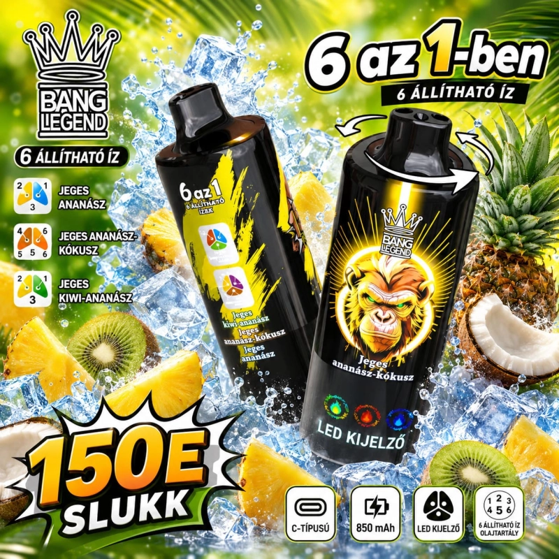 Ananász jég eldobható vape kókusz és kiwi ananász trópusi keverékkel, erős ízrétegekkel