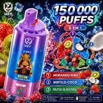 Vape descartável multi-sabores sabor Morango, Kiwi e Frutos Vermelhos com morango e kiwi, mirtilo com coco e frutos silvestres