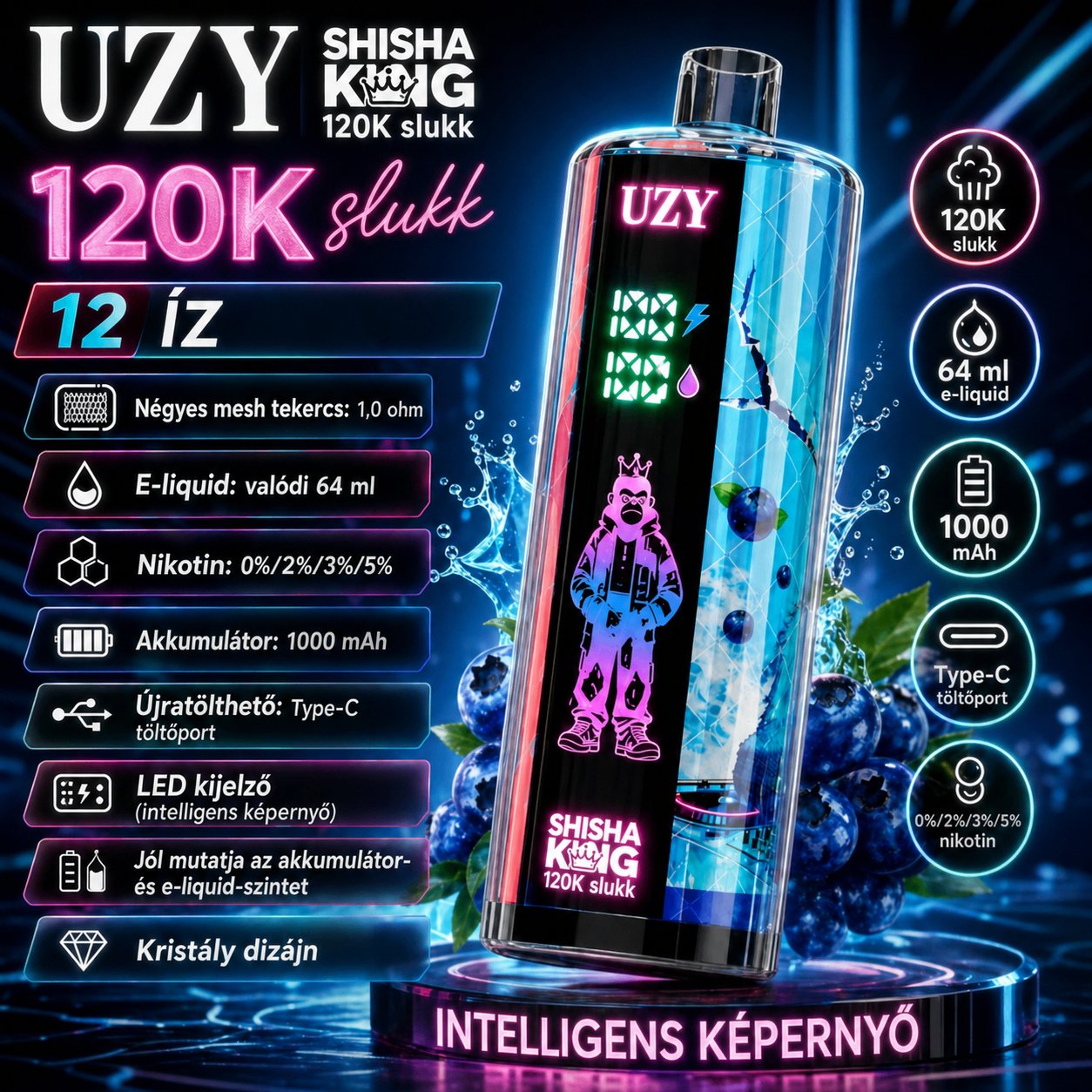 UZY 120K prémium kristálytextúrájú külső kialakítás
