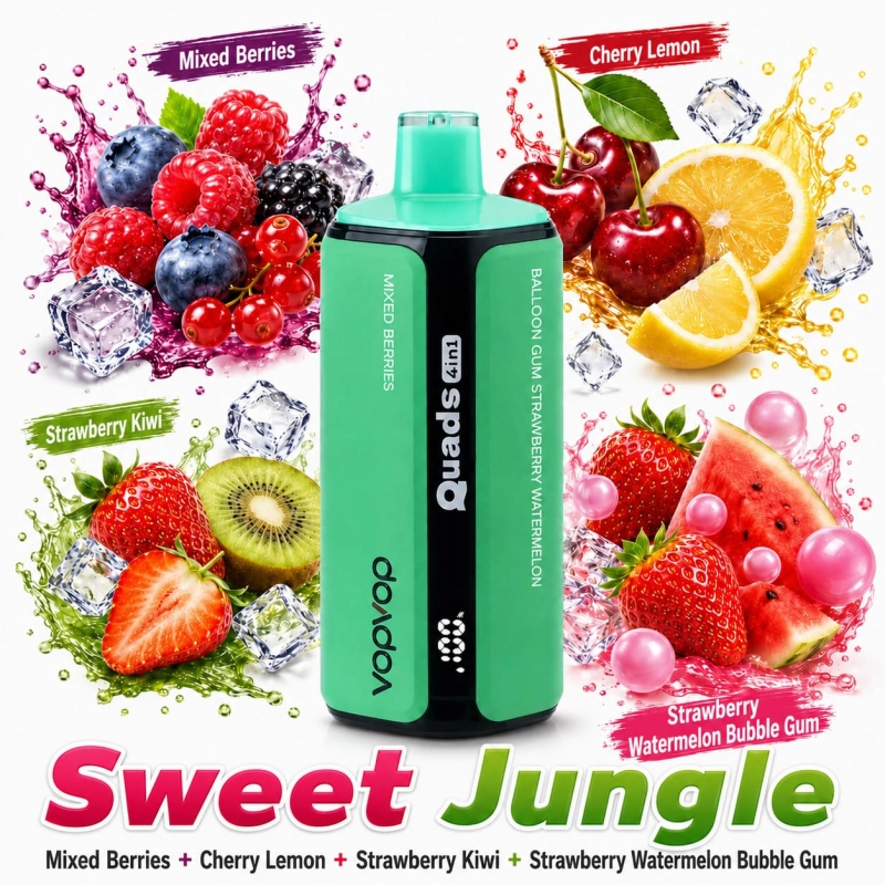 VOPVOP Quads 120K 4-in-1 Vape – Mixed Berry, Cherry Lemon, Strawberry Kiwi And Strawberry Watermelon Bubblegum