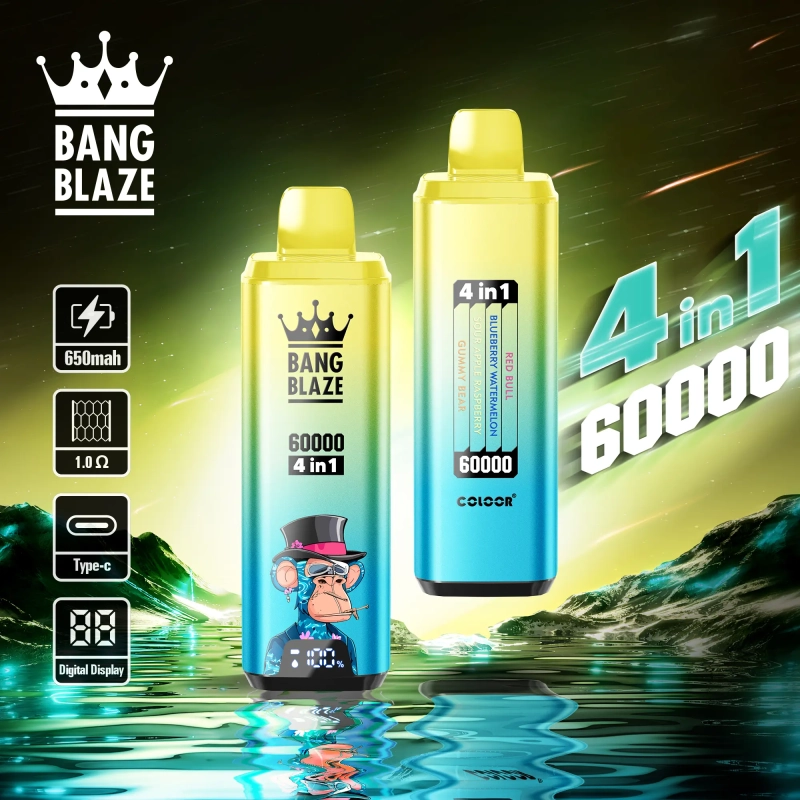 Bang Blaze® 60000 60k Puffs 4 In 1 Flavors Newest Original Rechargeable Lcd Display Disposable Vape