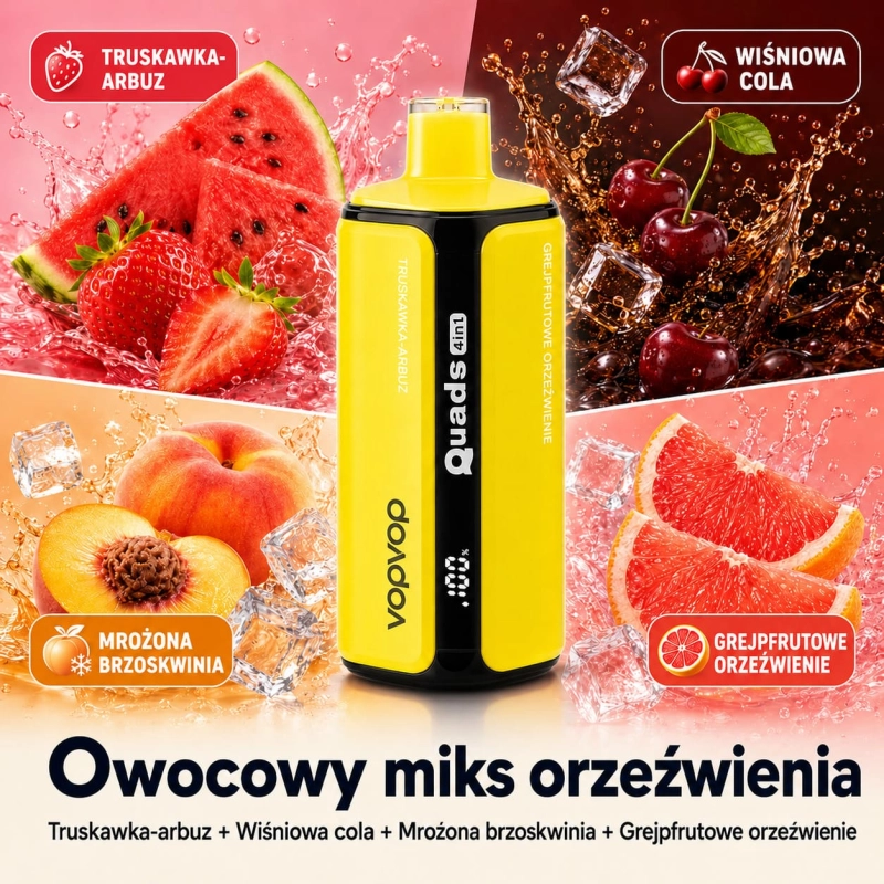 VopVop Quads 4w1 smak Strawberry Kiwi – truskawka i kiwi, słodko-świeży smak