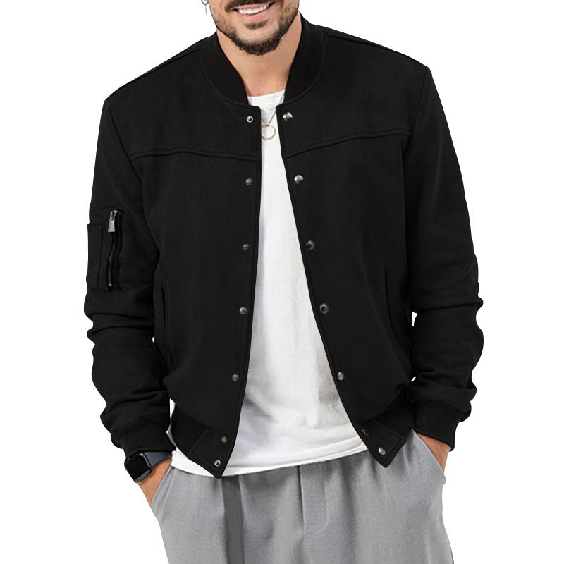 SUEDE COLLAR MEN'S BASEBALL JACKET CASUAL TRENDY BRAND AMERICAN JACKET