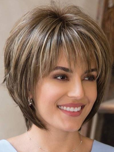 Mix Color Short Fluffy Slightly Curly Wig