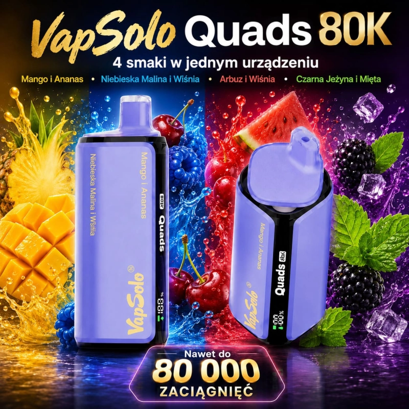 Vapsolo Quads 80K smaki – mango, ananas, wiśnia, arbuz i mięta