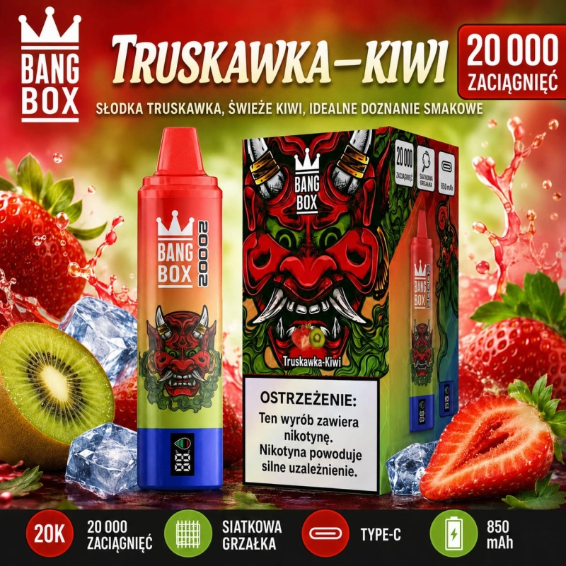 Bang Box 20000 Puffs Truskawka Kiwi jednorazowy vape owocowy smak truskawki i kiwi