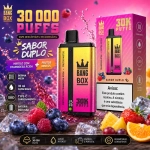 Bang Box 30000 Puffs vape descartável recarregável com dois sabores mirtilo com framboesa azeda gelada e frutas mistas