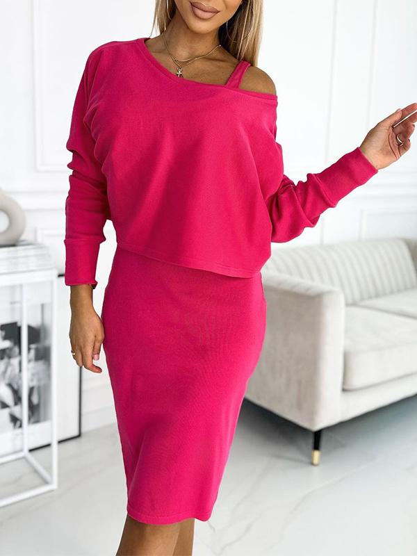 Women's Round Neck Long Sleeve Casual Sports Suit Dress