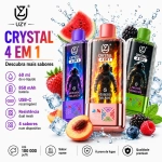 UZY Crystal 100.000 Puffs 4-em-1 vape descartável LED recarregável com quatro sabores e design moderno em Portugal